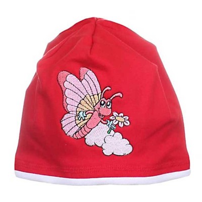 Dětská čepice červená Motýl ctitel