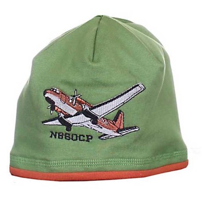 Dětská čepice zelená Letadlo