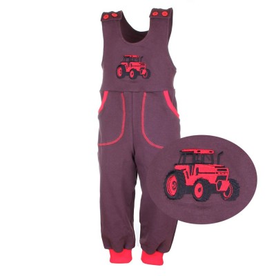 Dětské tepláky s laclem Traktor červený