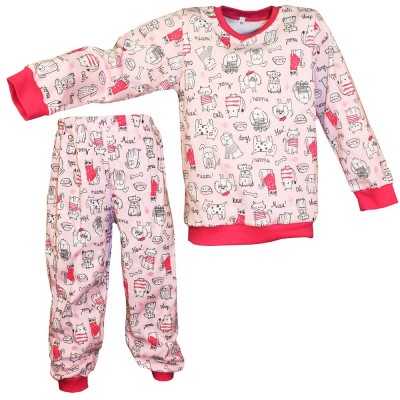 Dětské pyžamo pejsek a kočička růžové